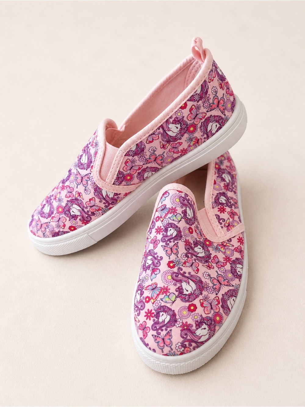 Ardene’s Girls Kids Pink & Purple Unicorn & Butterfly Slip-On Sneakers / Youth